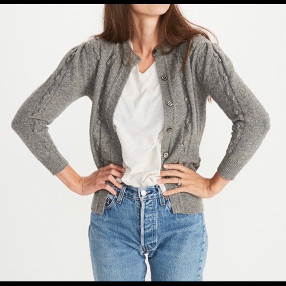 Vintage Japanese wool popcorn cardigan, heather gray, xs/s
